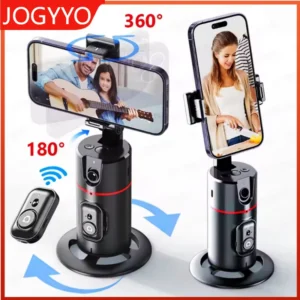 360 ° อุปกรณ์กันสั่นแบบหมุนได้สำหรับสมาร์ทโฟนพร้อมการติดตามใบหน้าอัตโนมัติและรีโมทคอนโทรล, ที่วางโทรศัพท์สำหรับวิดีโอสตรีมมิ่งวิดีโอบล็อกสด