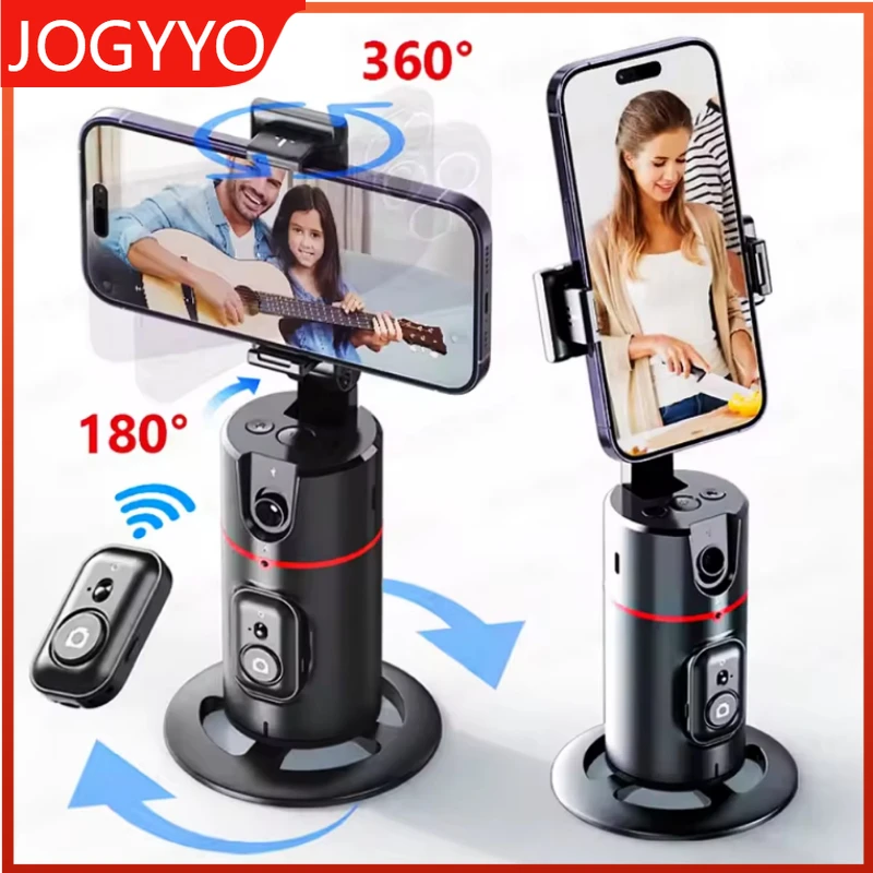 360 ° อุปกรณ์กันสั่นแบบหมุนได้สำหรับสมาร์ทโฟนพร้อมการติดตามใบหน้าอัตโนมัติและรีโมทคอนโทรล, ที่วางโทรศัพท์สำหรับวิดีโอสตรีมมิ่งวิดีโอบล็อกสด