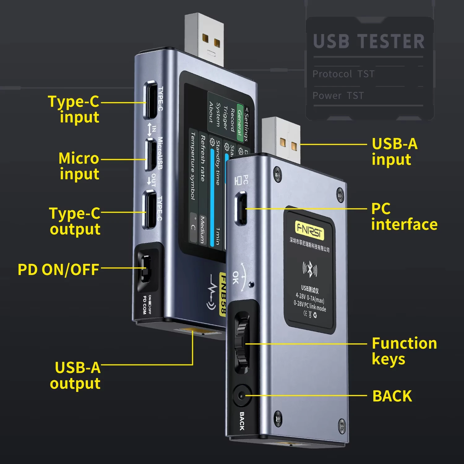 FNB58 USB เครื่องทดสอบโวลต์มิเตอร์แอมป์มิเตอร์ TYPE-C Fast Charge Detection Trigger การวัดความจุ Ripple การวัด - Image 4