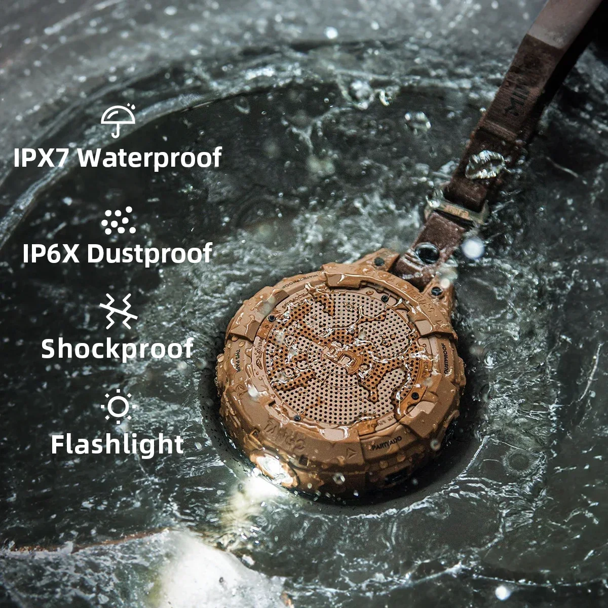 ลําโพงบลูทูธแบบพกพา Mifa Tango พร้อมไฟฉาย กันน้ํา IP67 กันกระแทก และเวลาเล่น 25 ชั่วโมงพร้อมเสียงเบสอันหนา - Image 6