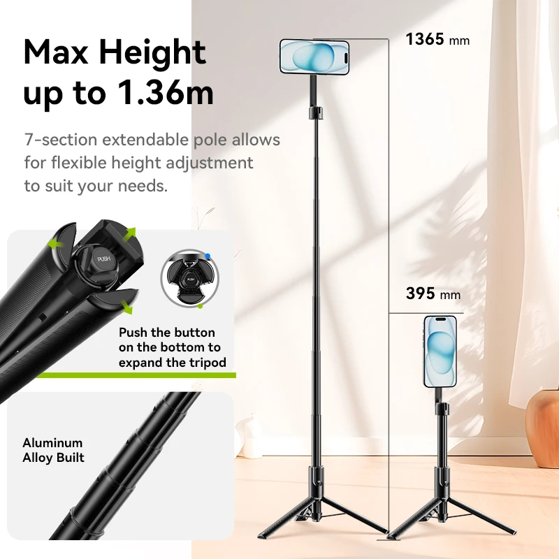 Ulanzi MG-003 Proแม่เหล็กโทรศัพท์Selfie Stickขาตั้งกล้อง 1.36Mขาตั้งกล้องSelfieสําหรับiPhone 15 14 13 12 Vlog Livestreaming - Image 5