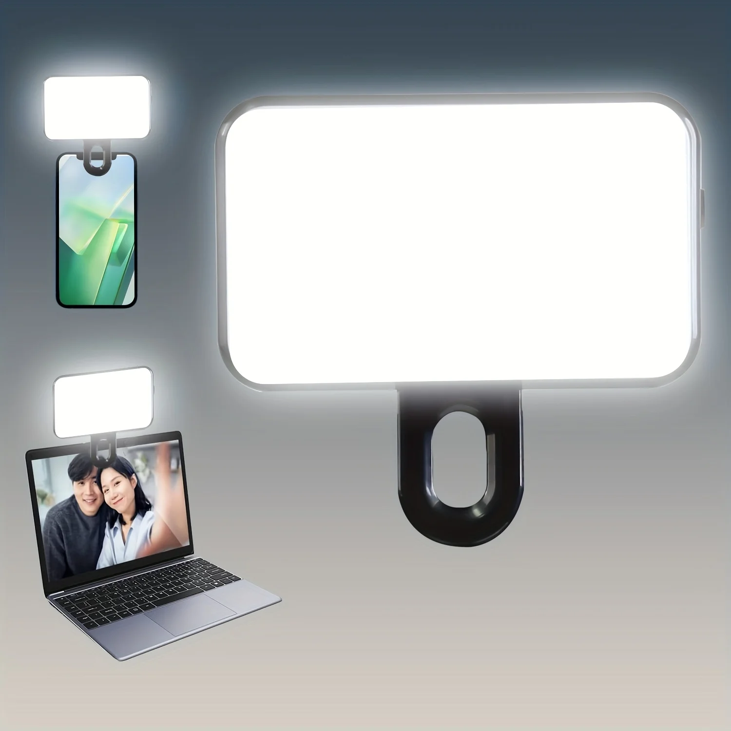 แบบพกพา Clip-On LED Selfie Light โคมไฟเติมแบบชาร์จไฟได้ 3 โหมดสําหรับสมาร์ทโฟนคอมพิวเตอร์ iPad Video Conference แต่งหน้า Vlog