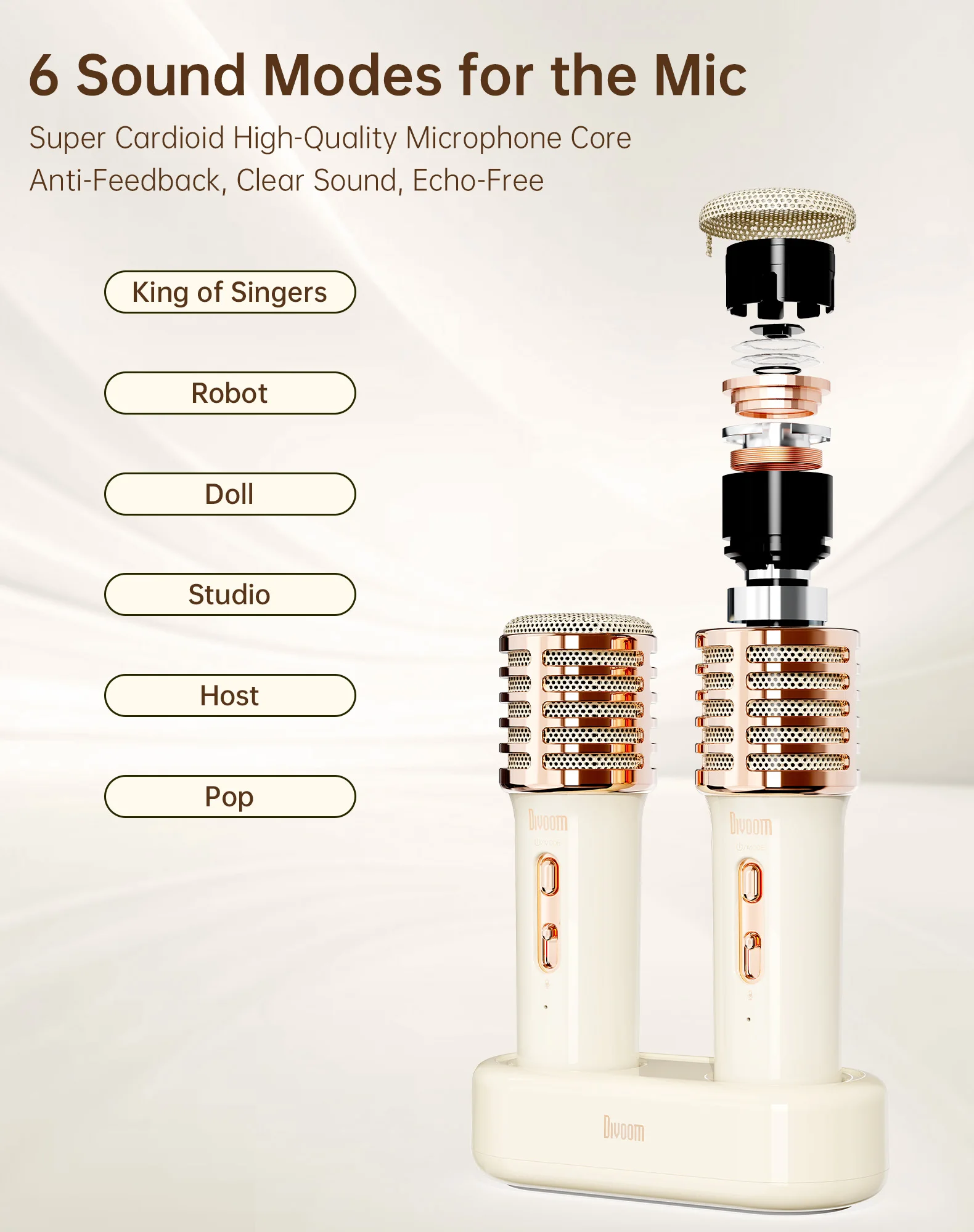 Divoom SongBird-HQ ลําโพงบลูทูธแบบพกพา Home Home Ktv ชุดเสียงคาราโอเกะลําโพงไมโครโฟนไมโครโฟนคาราโอเกะ - Image 5